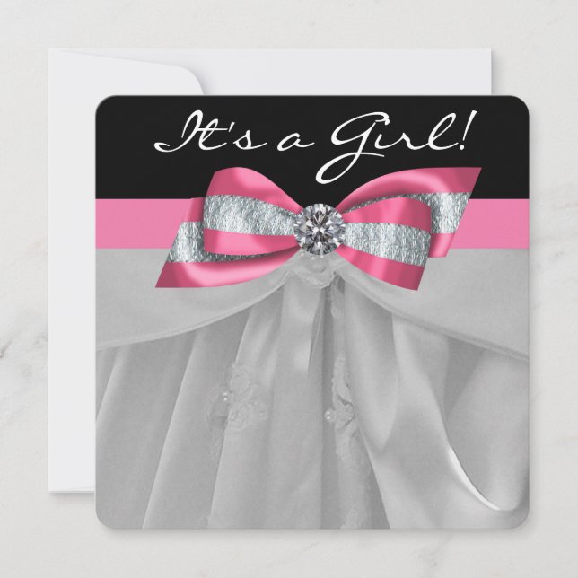 Pink and Black Baby Shower Invitation (Front)
