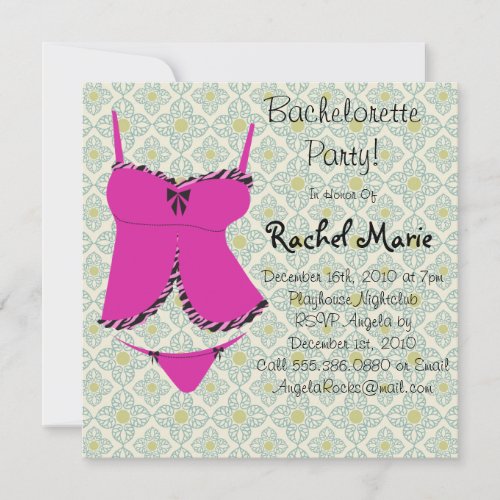 Pink and Black Bachelorette Party Invitation