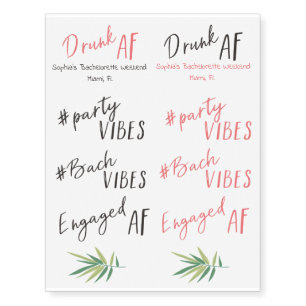 Pink and Black Bachelorette Party Vibes Temporary Tattoos