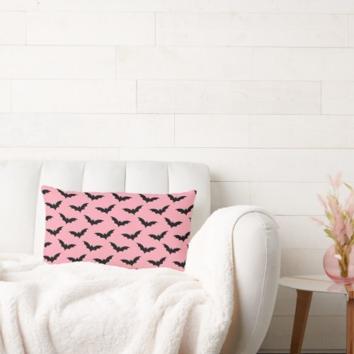 Pink and Black Bats  Reversable Lumbar Pillow