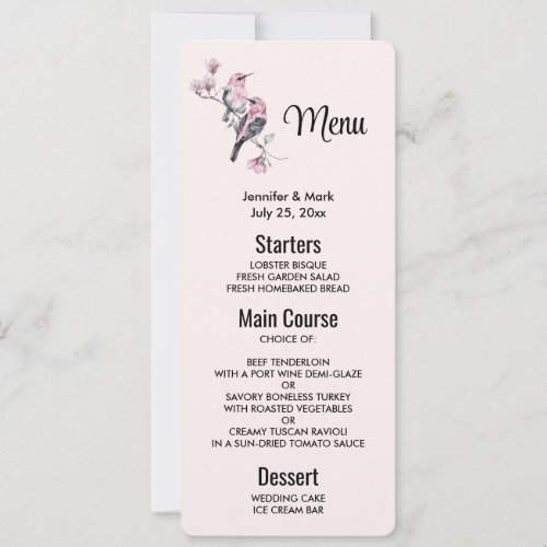 Pink and Black Birds on a Tree Branch Invitation
