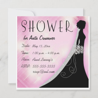 Pink and Black Bling Bridal Shower Invitation