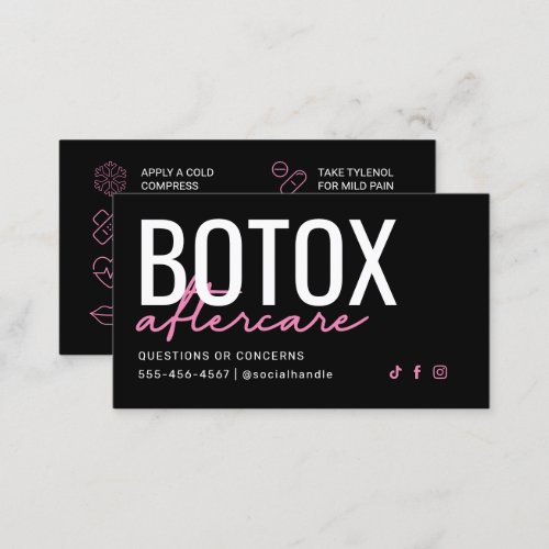 Pink and Black Botox Aftercare Card