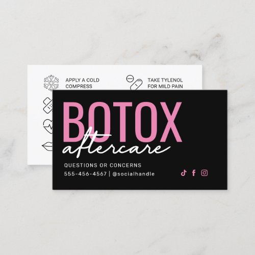 Pink and Black Botox Aftercare Card