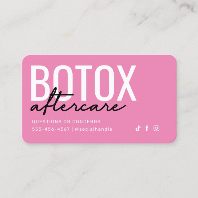 Pink and Black Botox Aftercare Card (Front)