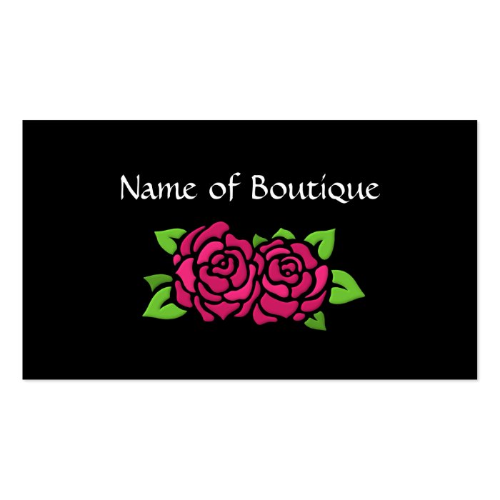 Pink And Black Boutique With Roses Business Card Templates