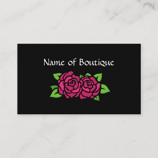 Customizable Pink And Black Boutique With Roses Business Card Templates