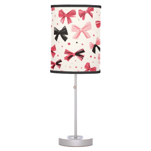 Pink and Black Bow Print Table Lamp