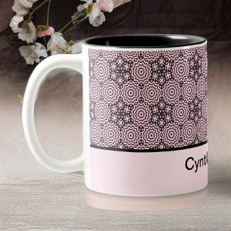 Pink and Black Box Mandala Graphic Design Two-Tone