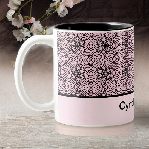 Pink and Black Box Mandala Graphic Design Two_Tone Two_Tone Coffee Mug