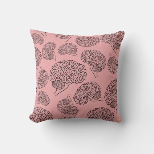 Pink and Black Brain Pattern Pillow 