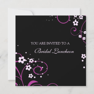 Pink and Black Bridal Luncheon Invitation Cards