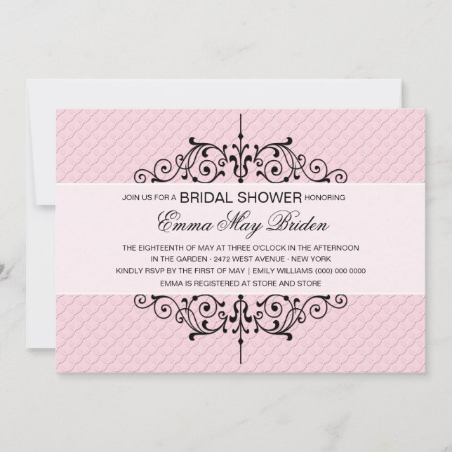 Pink And Black Bridal Shower Invitation (Front)