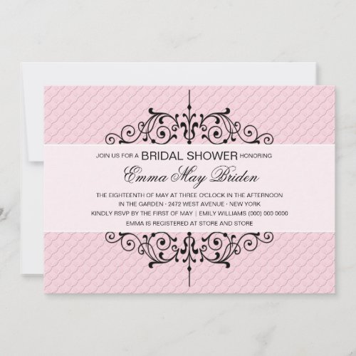 Pink And Black Bridal Shower Custom Invitations
