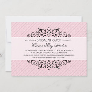 Pink And Black Bridal Shower Invitation