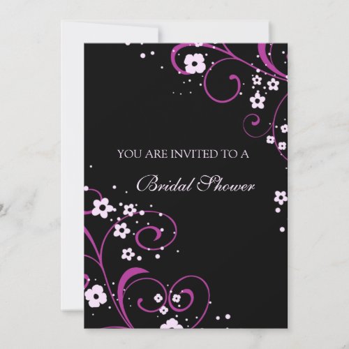 Pink and Black Bridal Shower Invitation Cards