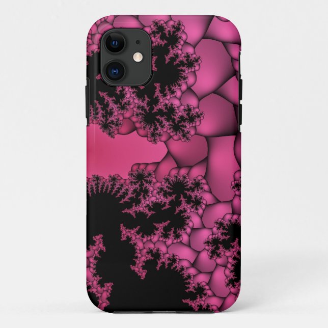 pink and black bubble fractal iphone case (Back)