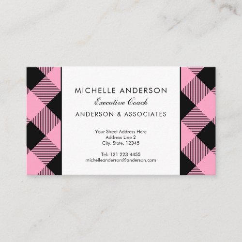 Pink and Black buffalo Check Business Consultant Business Card