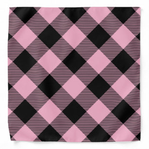 Pink and Black Buffalo Plaid Pattern Bandana
