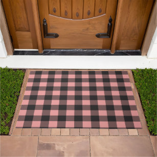 Pink and Black Buffalo Plaid Pattern Doormat