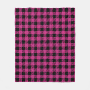 Pink and black Buffalo Plaid pattern Fleece Blanket