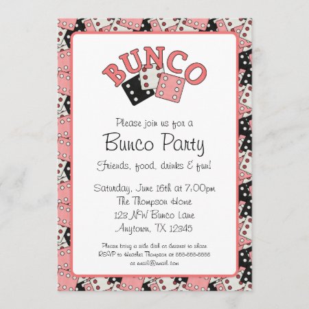 Pink And Black Bunco Party Invitation