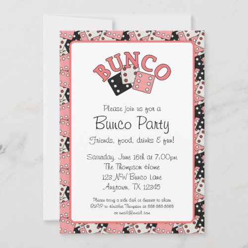 Pink and Black Bunco Party Announcement