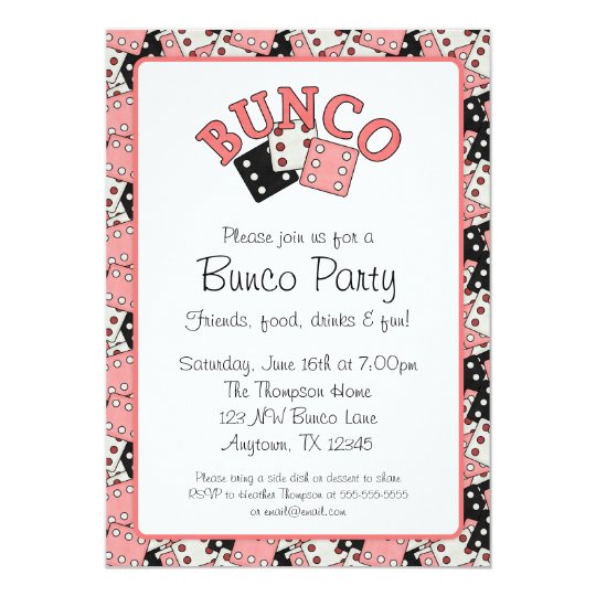 Pink And Black Bunco Party Invitation Zazzle Com