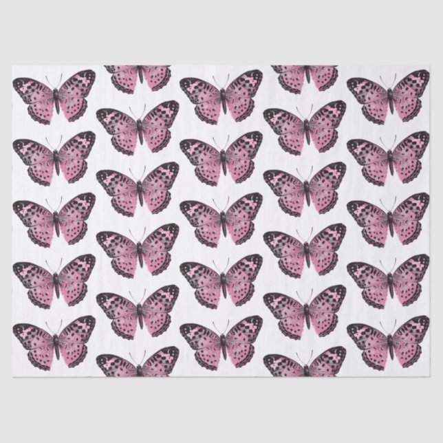 Pink and Black Butterfly Decoupage Tissue Paper (Front)