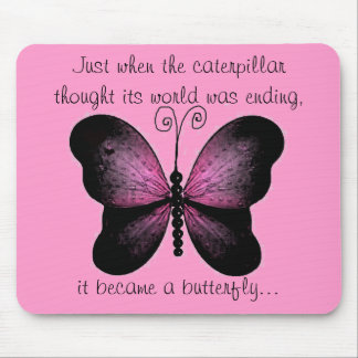 Pink and Black Butterfly Mouse Pad