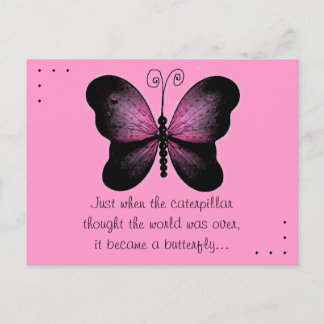 Pink and Black Butterfly Quote Post Card