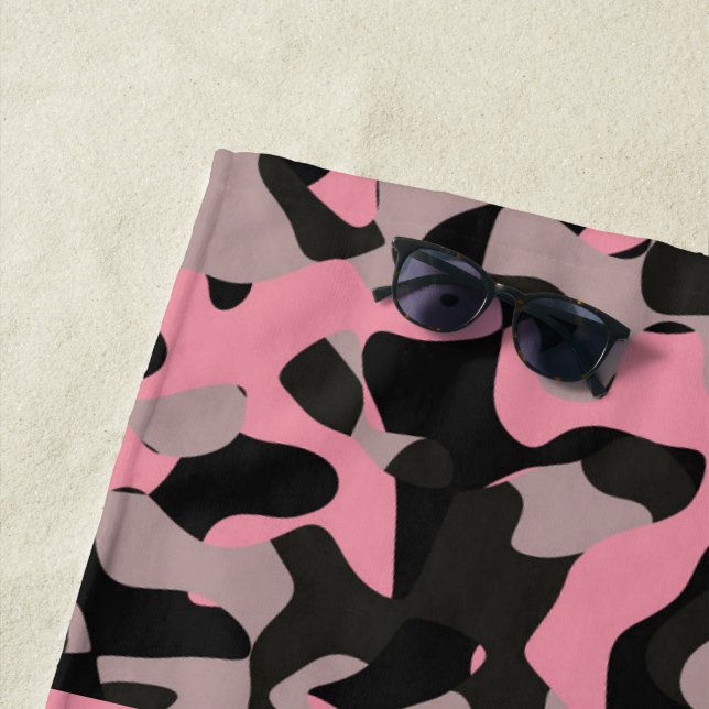 Pink and Black Camo    Beach Towel (In Situ)