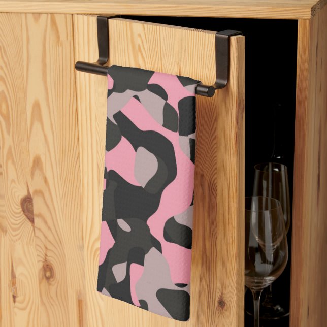 Pink and Black Camo    Kitchen Towel (Thirds Fold)