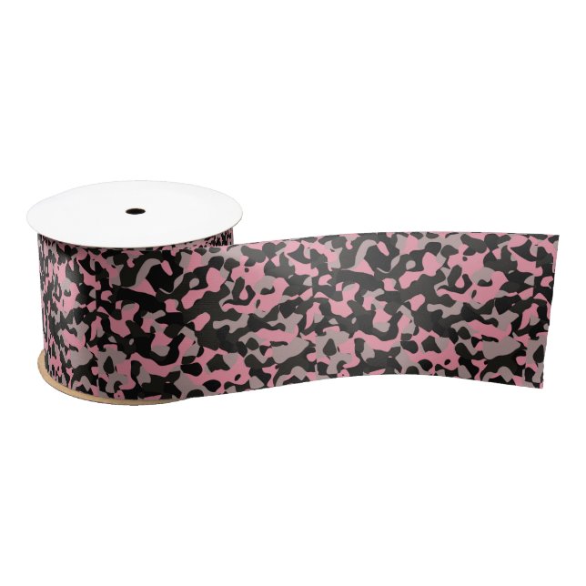 Pink and Black Camo Satin Ribbon (Spool)