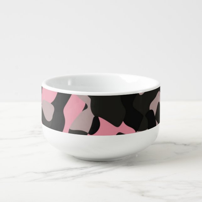 Pink and Black camo Soup Mug (Front)