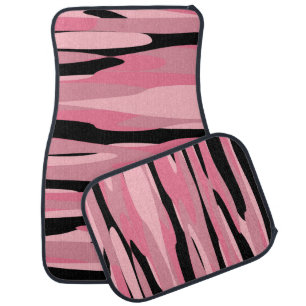 Pink and Black Camouflage Abstract Car Mat