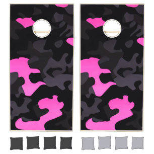 Pink and Black Camouflage Cornhole Set
