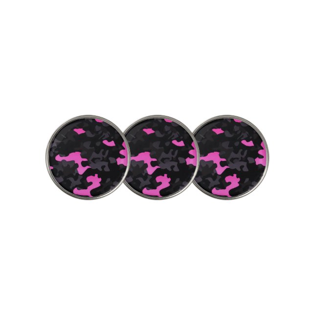 Pink and Black Camouflage Golf Ball Marker (3 Up)