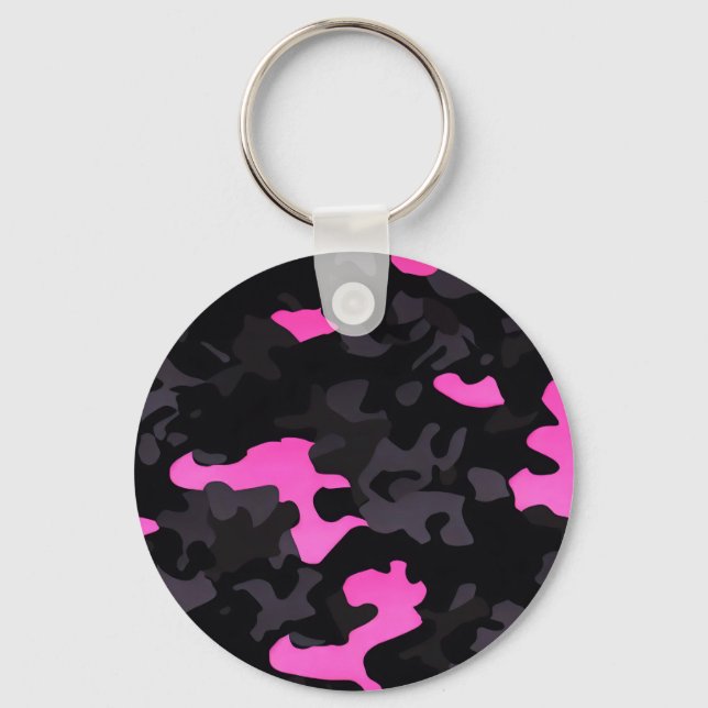 Pink and Black Camouflage Keychain (Front)