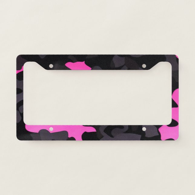 Pink and Black Camouflage License Plate Frame (Front)
