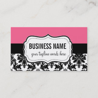 Pink and Black Card with Damask