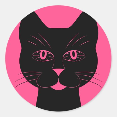 Pink and Black Cat Sticker 