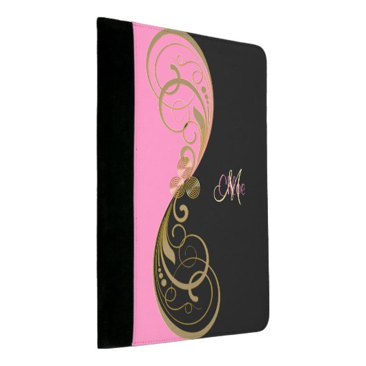 Pink and Black Celtic Triskele Monogram Padfolio (Angled)