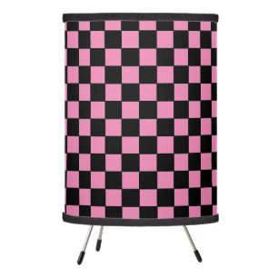 Pink and Black Checkboard Tripod Lamp