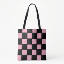 Pink and Black Checker Tote Bag