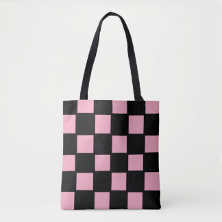 Pink and Black Checker Tote Bag