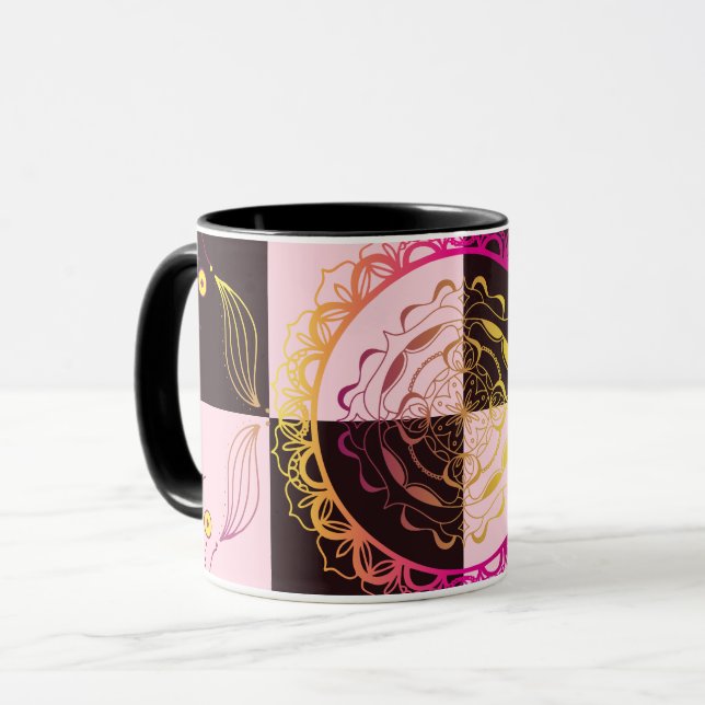 Pink and Black Checkerboard, Mystic Graphic Art  Mug (Front Left)