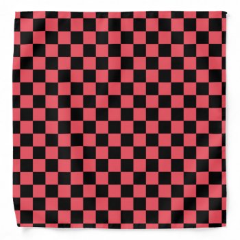 Pink And Black Checkerboard Pattern Bandana by jasmingifts at Zazzle