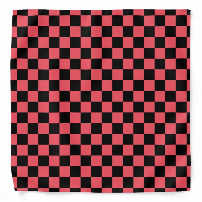 Pink and Black Checkerboard Pattern Bandana (Front)