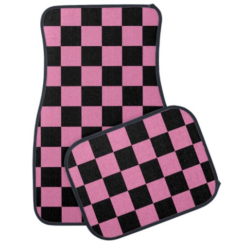 Pink and Black Checkered Car Floor Mat